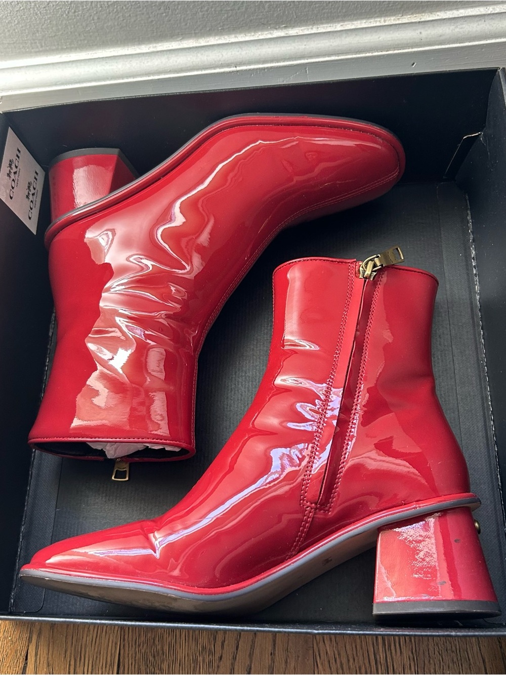COACH womens Gigi Patent Leather Bootie - Picture 14 of 16